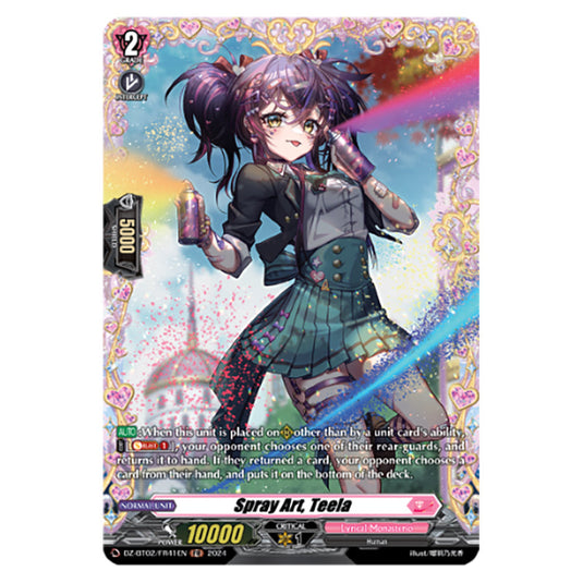 Spray Art, Teela DZ-BT02/FR41EN card from the Cardfight!! Vanguard set Illusionless Strife