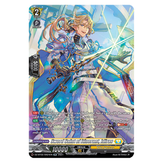 Sword Saint of Itinerant, Idiras DZ-BT02/SR24EN card from the Cardfight!! Vanguard set Illusionless Strife