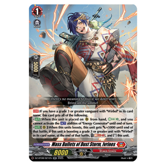 Ammunition of Dust Storm, Ivrines DZ-BT08/021EN card from the Cardfight!! Vanguard set Knights 0f Rebirth