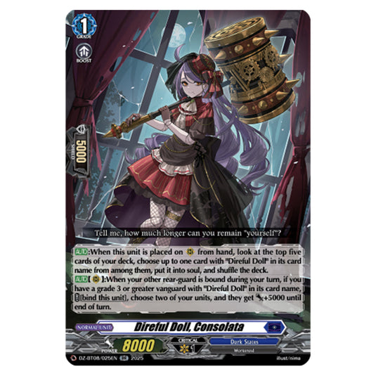Direful Doll, Consolata DZ-BT08/025EN card from the Cardfight!! Vanguard set Knights 0f Rebirth
