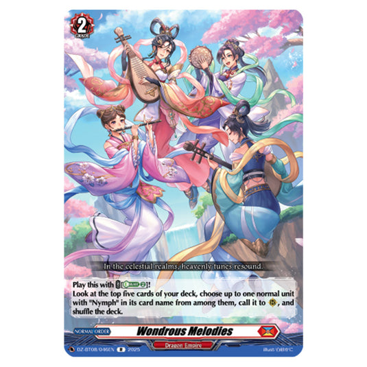 Wonderous Melodies DZ-BT08/046EN card from the Cardfight!! Vanguard set Knights 0f Rebirth