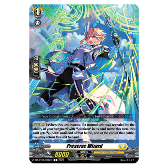 Preserve Wizard DZ-BT08/056EN card from the Cardfight!! Vanguard set Knights 0f Rebirth