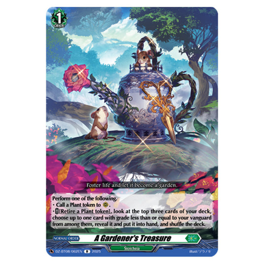 A Gardener's Treasure DZ-BT08/062EN card from the Cardfight!! Vanguard set Knights 0f Rebirth
