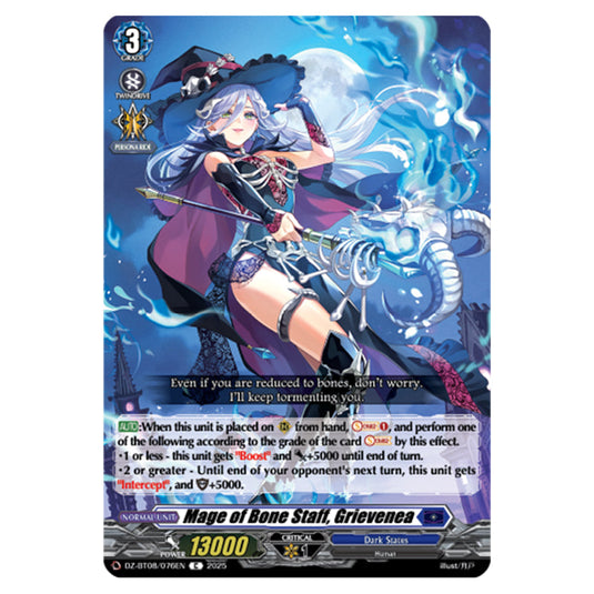 Mage of Bone Staff, Grievenea DZ-BT08/076EN card from the Cardfight!! Vanguard set Knights 0f Rebirth