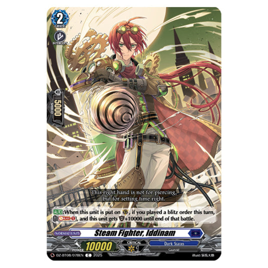 Steam Fighter, Iddinam DZ-BT08/078EN card from the Cardfight!! Vanguard set Knights 0f Rebirth