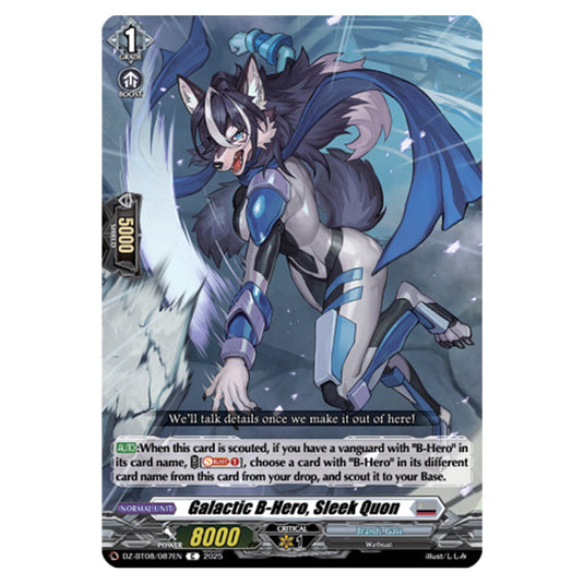 Galatic B-Hero, Sleek Quon DZ-BT08/087EN card from the Cardfight!! Vanguard set Knights 0f Rebirth