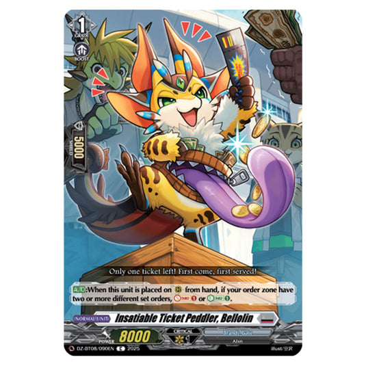 Vendor of Avarice, Bellino DZ-BT08/090EN card from the Cardfight!! Vanguard set Knights 0f Rebirth