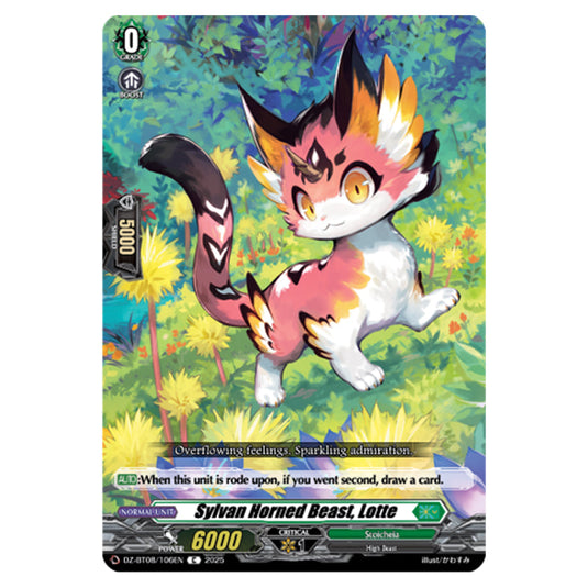 Sylvan Horned Beast, Lotte DZ-BT08/106EN card from the Cardfight!! Vanguard set Knights 0f Rebirth