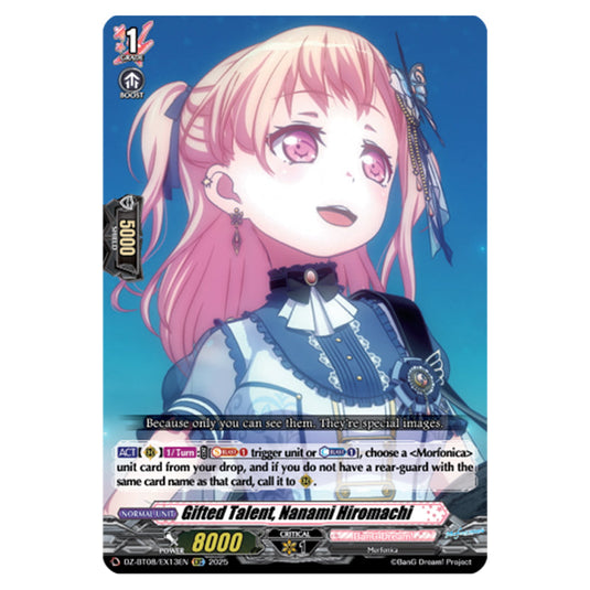 Gifted Talent, Nanami Hiromachi DZ-BT08/EX13EN card from the Cardfight!! Vanguard set Knights 0f Rebirth