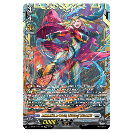 Galatic B-Hero, Stately Crozard DZ-BT08/FFR07EN card from the Cardfight!! Vanguard set Knights 0f Rebirth