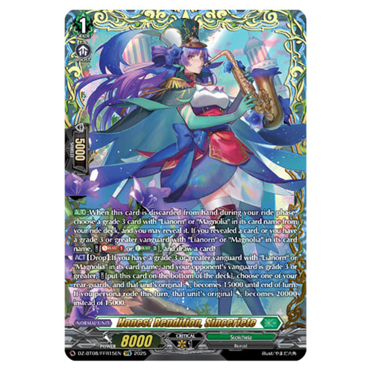 Sincere Dedication, Sinceritie DZ-BT08/FFR15EN card from the Cardfight!! Vanguard set Knights 0f Rebirth