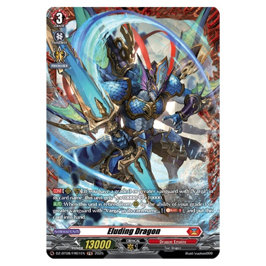 Eluding Dragon DZ-BT08/FR01EN card from the Cardfight!! Vanguard set Knights 0f Rebirth