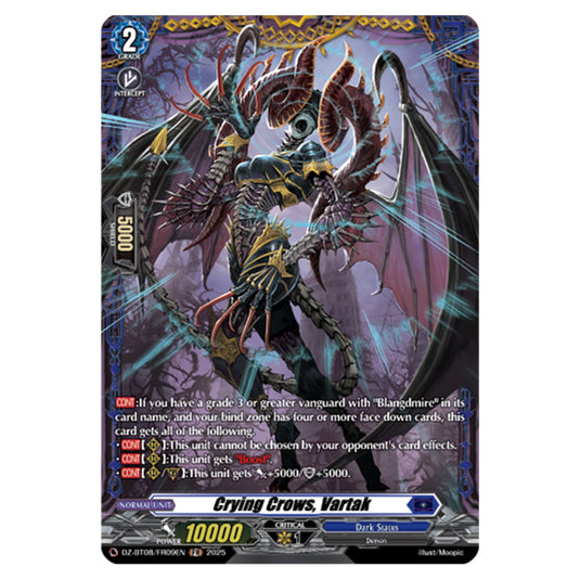 Crying Crows, Vartak DZ-BT08/FR09EN card from the Cardfight!! Vanguard set Knights 0f Rebirth