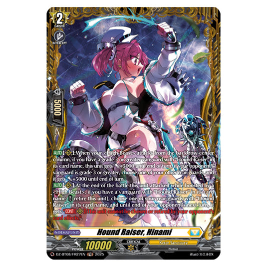 Hound Raiser, Hinami DZ-BT08/FR27EN card from the Cardfight!! Vanguard set Knights 0f Rebirth