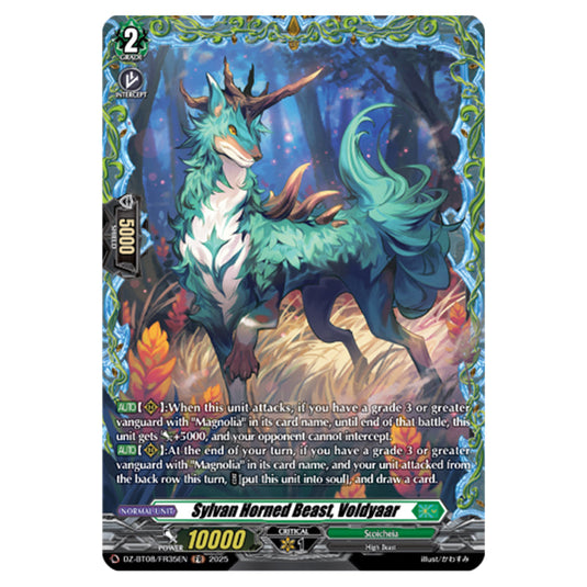 Sylvan Horned Beast, Voldyaar DZ-BT08/FR35EN card from the Cardfight!! Vanguard set Knights 0f Rebirth