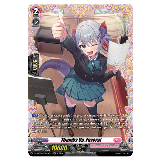 Thumbs Up, Favoral DZ-BT08/FR45EN card from the Cardfight!! Vanguard set Knights 0f Rebirth