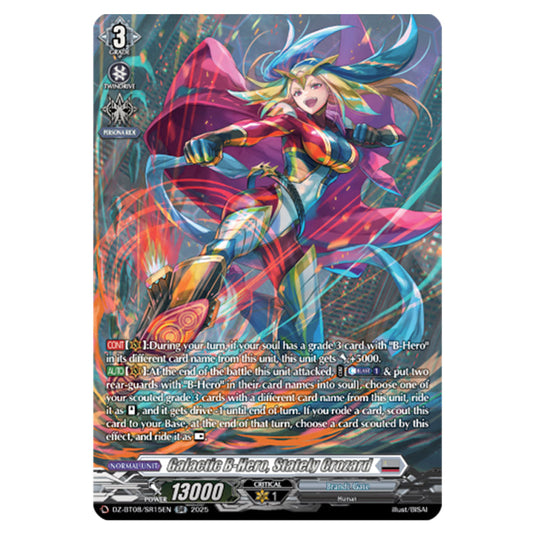 Galatic B-Hero, Stately Crozard DZ-BT08/SR15EN card from the Cardfight!! Vanguard set Knights 0f Rebirth