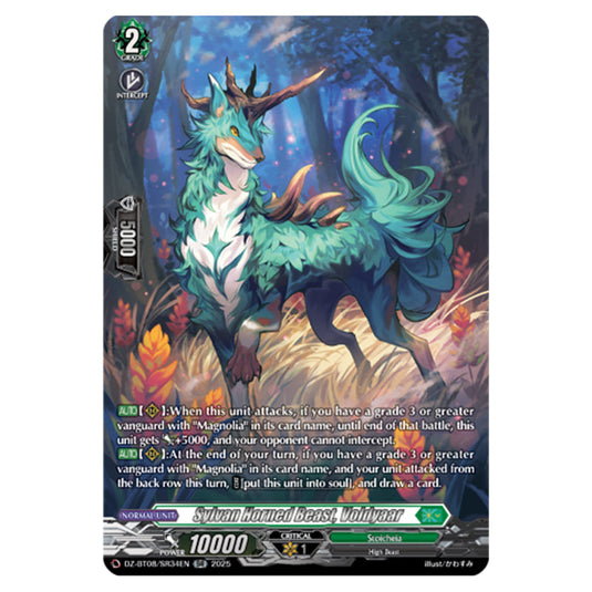 Sylvan Horned Beast,  Voljaar DZ-BT08/SR34EN card from the Cardfight!! Vanguard set Knights 0f Rebirth