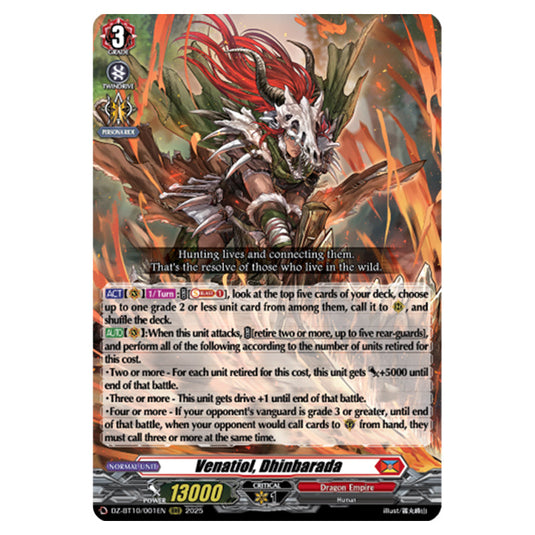 Venatiol, Dhinbarada DZ-BT10/001EN card from the Cardfight!! Vanguard set Dragonsoul Resonance