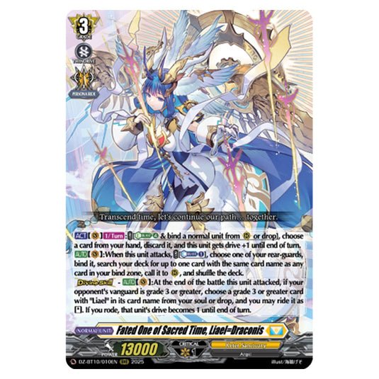 Fated One of Sacred Time, Liael=Draconis DZ-BT10/010EN card from the Cardfight!! Vanguard set Dragonsoul Resonance