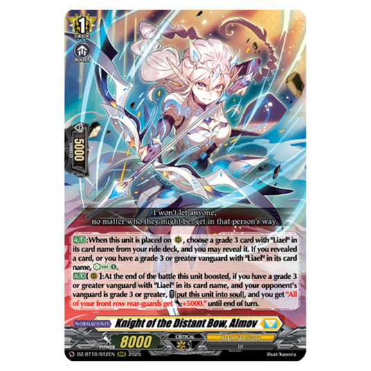 Knight of the Distant Bow, Almov DZ-BT10/012EN card from the Cardfight!! Vanguard set Dragonsoul Resonance
