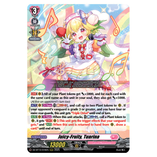 Juicy-Fruity, Tuarina DZ-BT10/016EN card from the Cardfight!! Vanguard set Dragonsoul Resonance