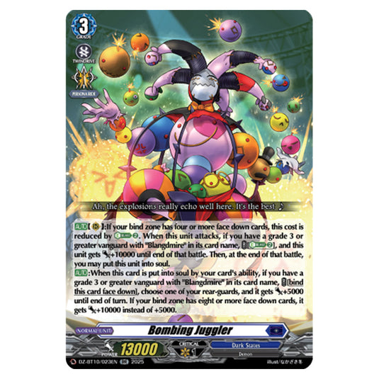 Bombing Juggler DZ-BT10/023EN card from the Cardfight!! Vanguard set Dragonsoul Resonance