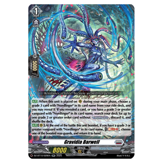 Gravidia Barwell DZ-BT10/029EN card from the Cardfight!! Vanguard set Dragonsoul Resonance