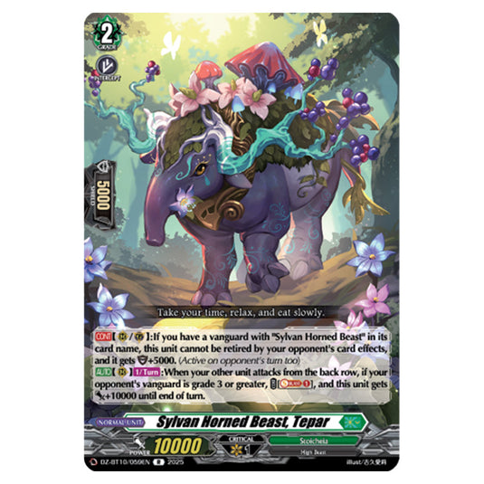 Sylvan Horned Beast, Tepar DZ-BT10/059EN card from the Cardfight!! Vanguard set Dragonsoul Resonance