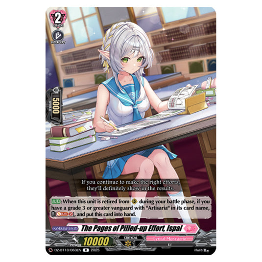 The Pages of Pilled-up Effort, Ispal DZ-BT10/063EN card from the Cardfight!! Vanguard set Dragonsoul Resonance