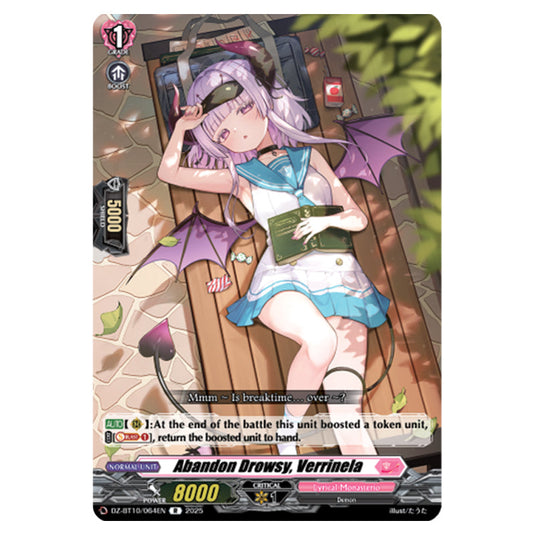Abandon Drowsy, Verrinela DZ-BT10/064EN card from the Cardfight!! Vanguard set Dragonsoul Resonance