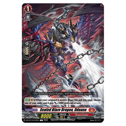 Sealed Blaze Dragon, Udaana DZ-BT10/072EN card from the Cardfight!! Vanguard set Dragonsoul Resonance