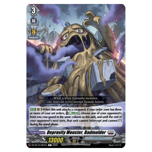 Depravity Monster, Badmolder DZ-BT10/087EN card from the Cardfight!! Vanguard set Dragonsoul Resonance