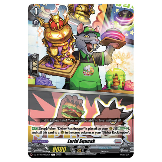 Lurid Squeak DZ-BT10/092EN card from the Cardfight!! Vanguard set Dragonsoul Resonance