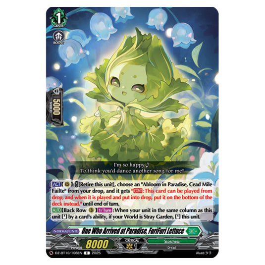 One Who Arrived at Paradise, FuriFuri Lettuce DZ-BT10/108EN card from the Cardfight!! Vanguard set Dragonsoul Resonance