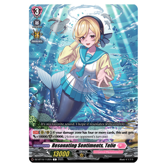 Resonating Sentiments, Telie DZ-BT10/112EN card from the Cardfight!! Vanguard set Dragonsoul Resonance