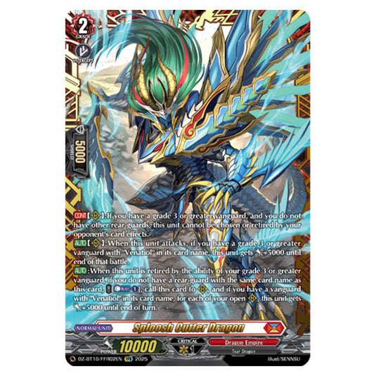 Sploosh Cutter Dragon DZ-BT10/FFR02EN card from the Cardfight!! Vanguard set Dragonsoul Resonance