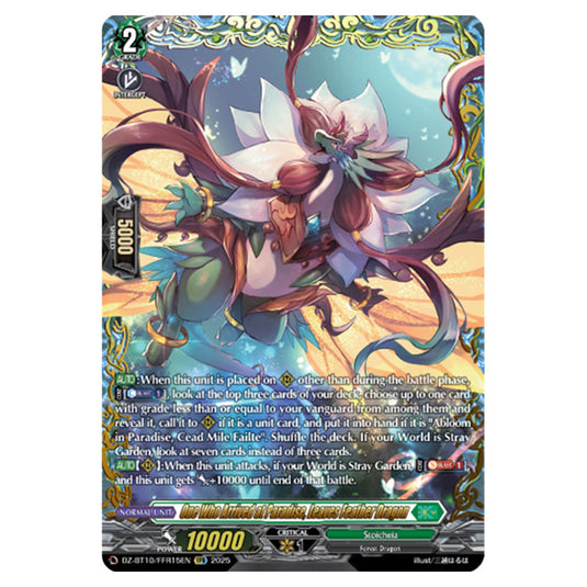 One Who Arrived at Paradise, Leaves Feather Dragon DZ-BT10/FFR15EN card from the Cardfight!! Vanguard set Dragonsoul Resonance