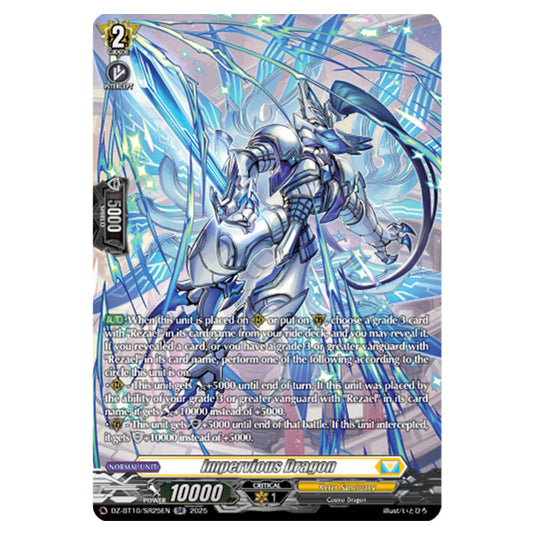 Impervious Dragon DZ-BT10/SR25EN card from the Cardfight!! Vanguard set Dragonsoul Resonance