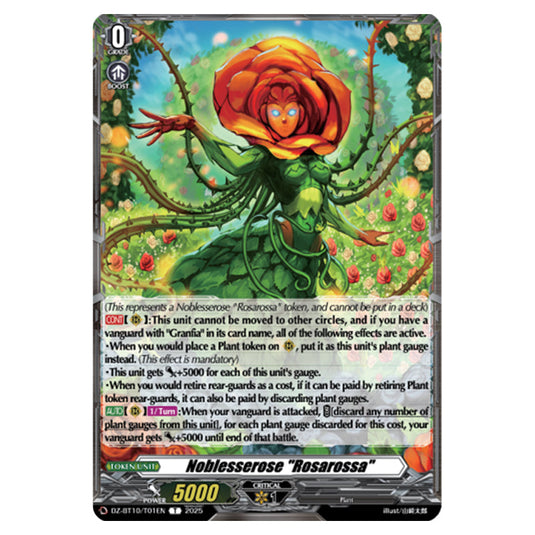 Noblesserose "Rosarossa" DZ-BT10/T01EN card from the Cardfight!! Vanguard set Dragonsoul Resonance