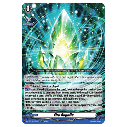 Fire Regalis DZ-BT12/019EN card from the Cardfight!! Vanguard set Chasm of Lost Souls