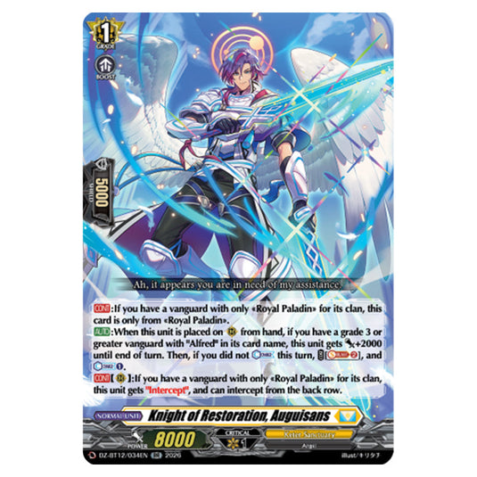 Knight of Restoration, Auguisans DZ-BT12/034EN card from the Cardfight!! Vanguard set Chasm of Lost Souls