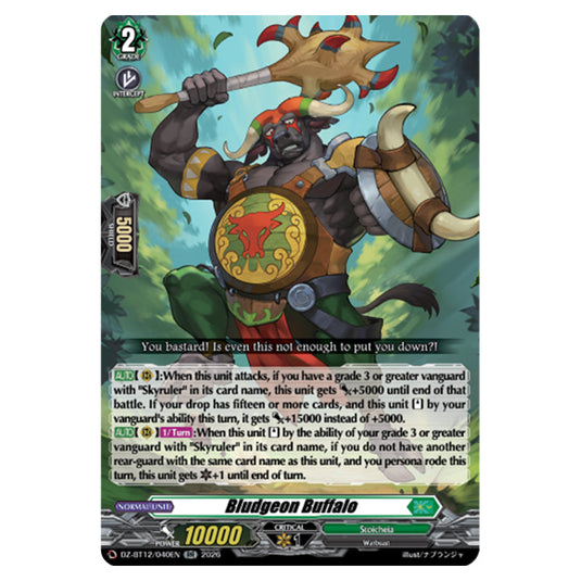Bludgeon Buffalo DZ-BT12/040EN card from the Cardfight!! Vanguard set Chasm of Lost Souls