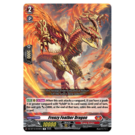 Frenzy Feather Dragon DZ-BT12/044EN card from the Cardfight!! Vanguard set Chasm of Lost Souls