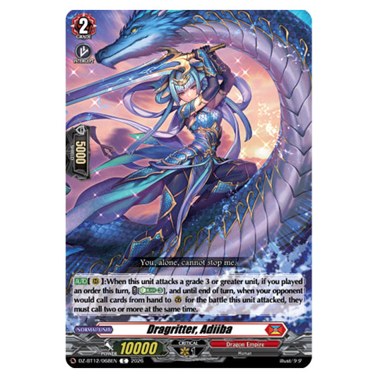 Dragritter, Adiiba DZ-BT12/068EN card from the Cardfight!! Vanguard set Chasm of Lost Souls
