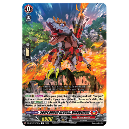 Searcannon Dragon, Dinobellum DZ-BT12/076EN card from the Cardfight!! Vanguard set Chasm of Lost Souls