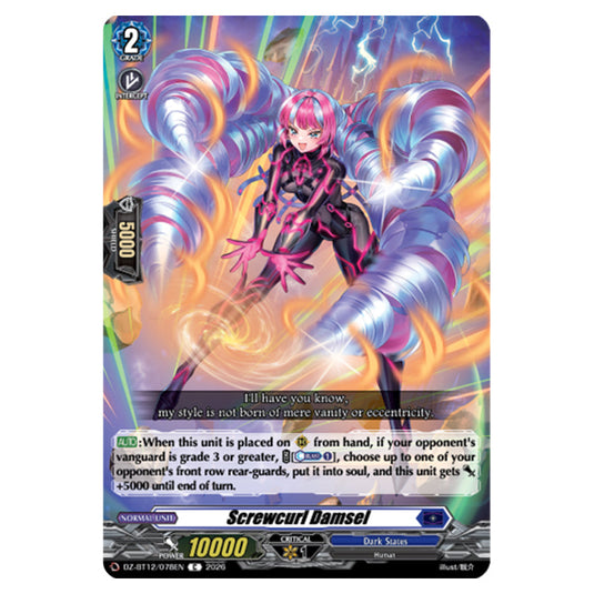 Screwcurl Damsel DZ-BT12/078EN card from the Cardfight!! Vanguard set Chasm of Lost Souls