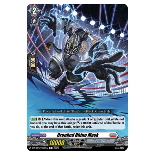 Crooked Rhino Mask DZ-BT12/090EN card from the Cardfight!! Vanguard set Chasm of Lost Souls