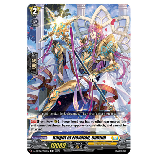 Knight of Elevated, Sublim DZ-BT12/097EN card from the Cardfight!! Vanguard set Chasm of Lost Souls