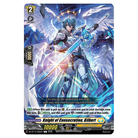 Knight of Consecration, Kilbert DZ-BT12/099EN card from the Cardfight!! Vanguard set Chasm of Lost Souls